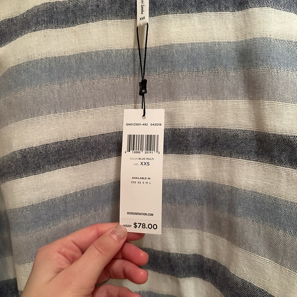 blue and white striped flowy top - Picture 3 of 6